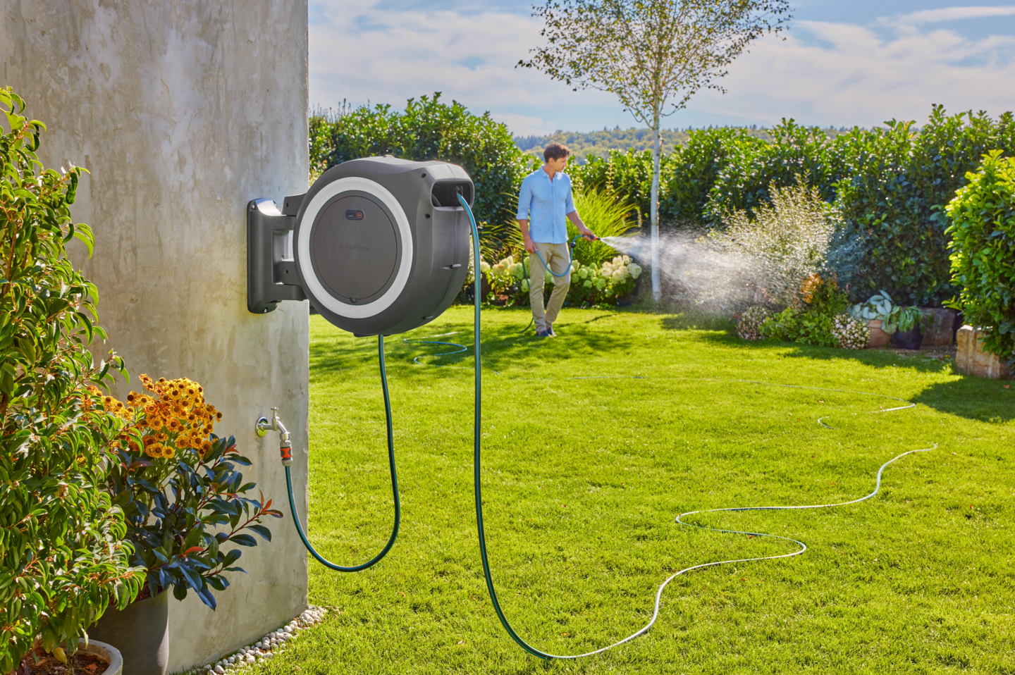 Seinäletkukela Gardena PowerRoll XL 35m Solo valkoinen