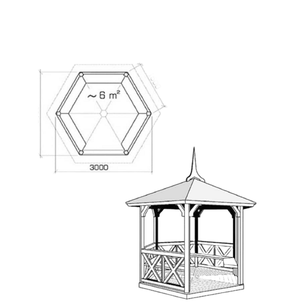 Grillikatos Poutapilvi 6-kulmainen 6m²