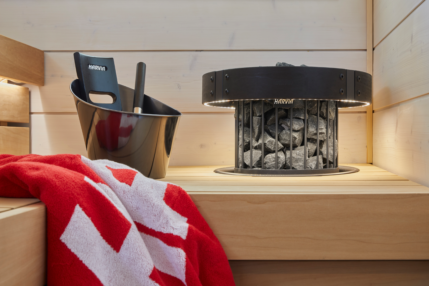 Valaistu suojakaide Harvia Legend HPO3L musta 