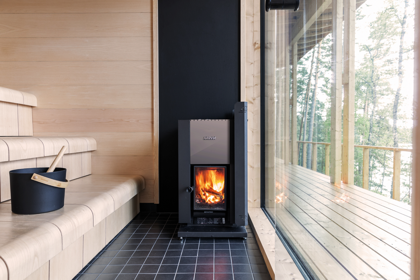 Puukiuas Harvia 22 GreenFlame musta