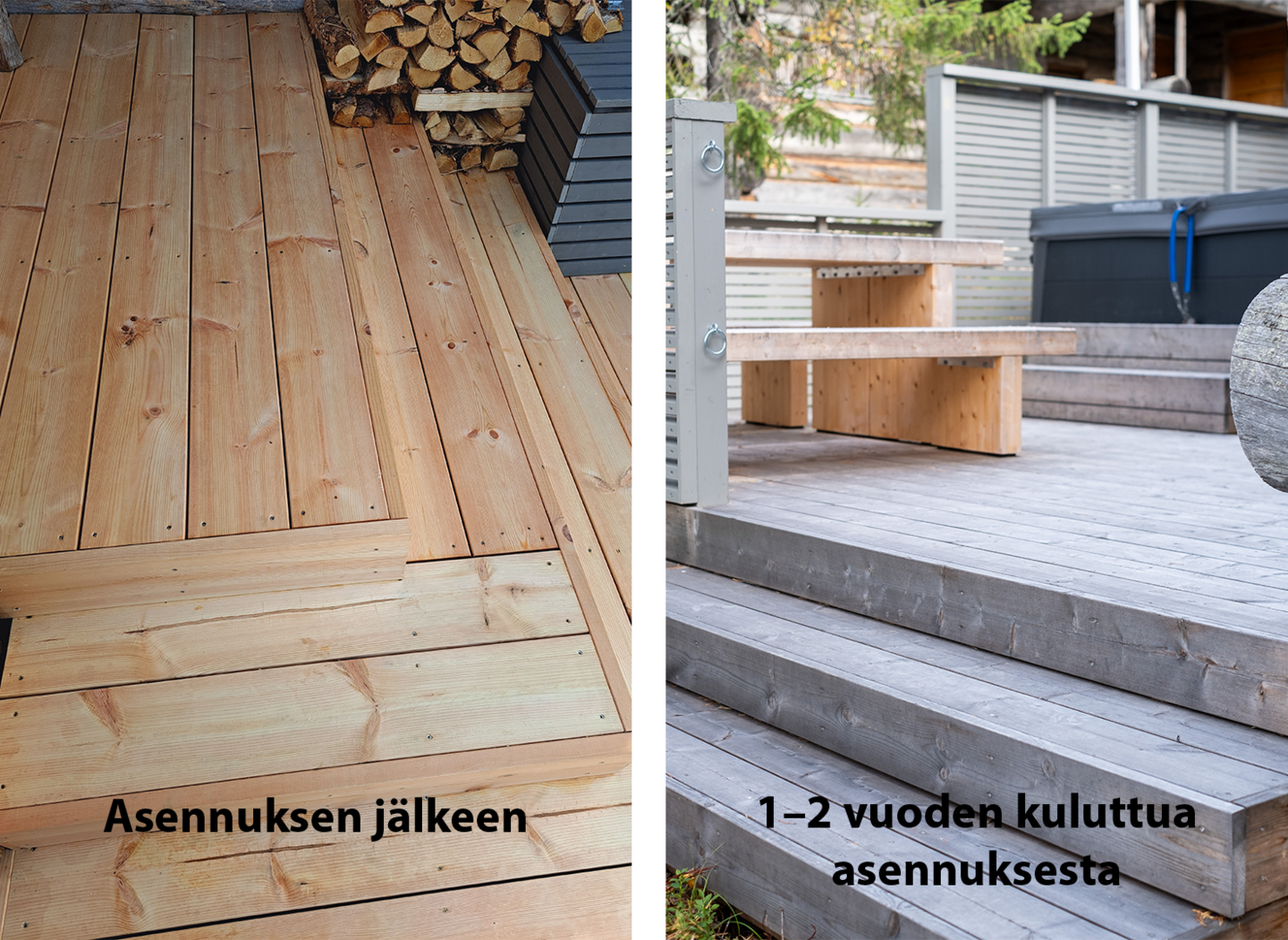 Terassilauta Pölkky 28x145x4500 mänty sydänpuu