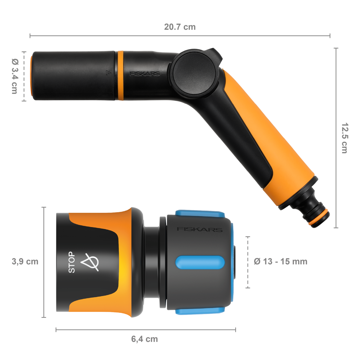 Kastelupistooli + stop liitin Fiskars CF 13mm