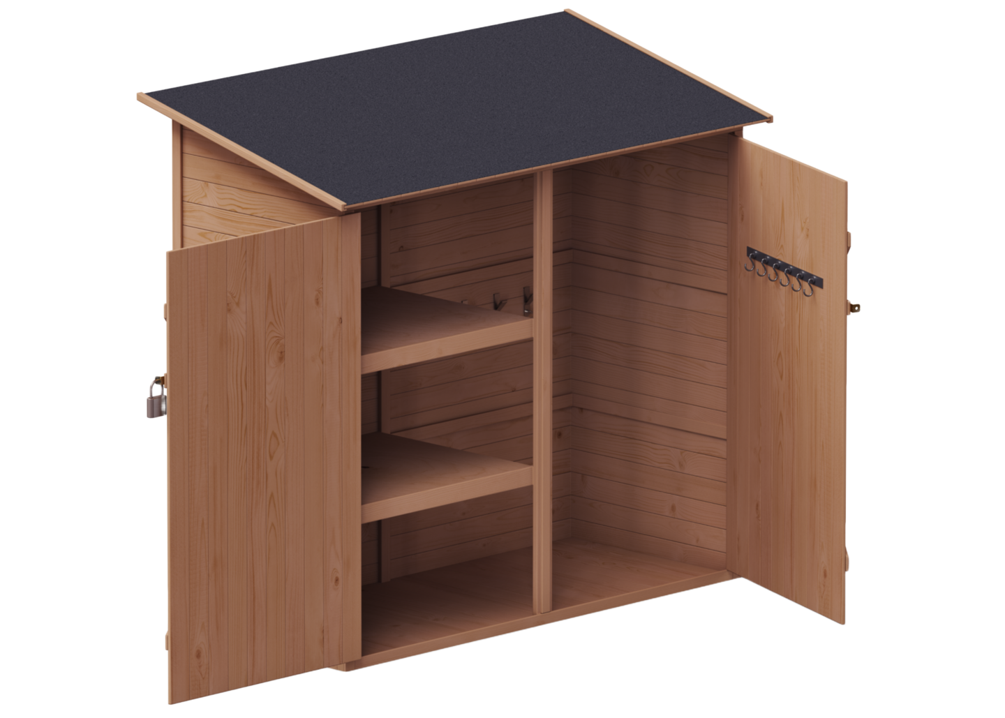 Työkaluvaja hyllyillä ruskea, 144x74x164 cm