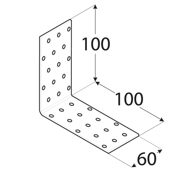 Kulmalevy PROF 100x100x60x2,5mm