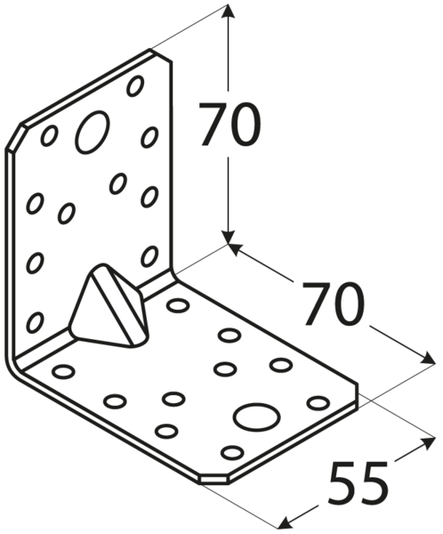 Kulmalevy PROF Vahvistettu 70x70x55x2,5mm