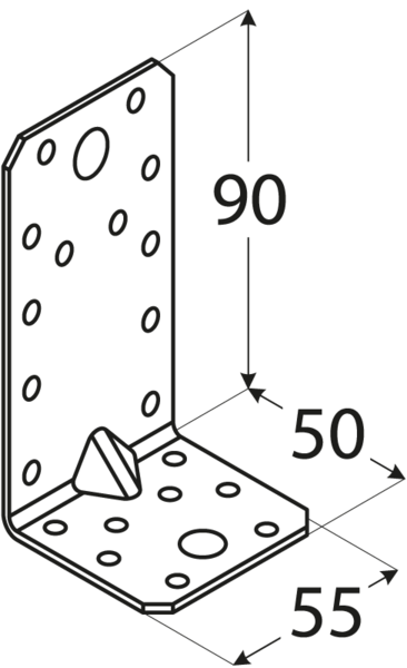 Kulmalevy PROF Vahvistettu 90x50x55x2,5mm