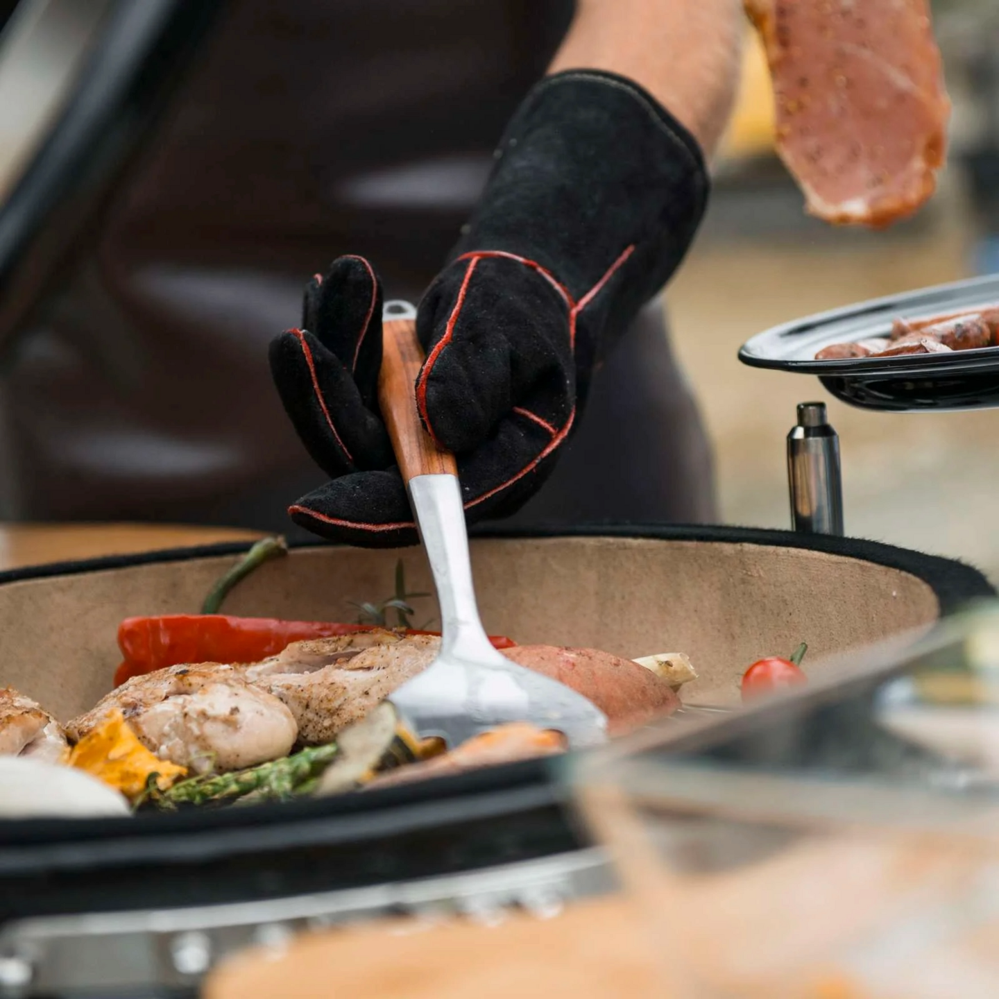 Grillausetti Espegard ruostumatonta terästä , 3-osainen nahkainen suojakotelo