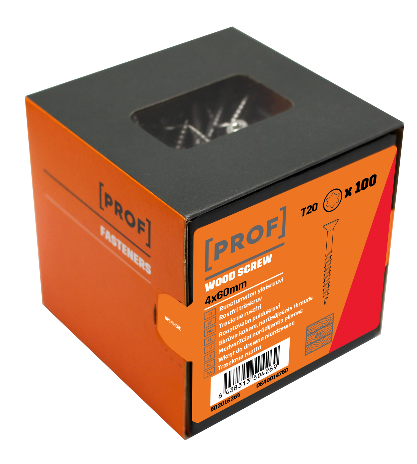 Yleisruuvi PROF uppokanta rst A2 T20 4x60 100kpl