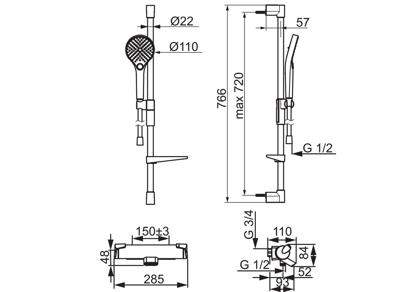 Amme- ja suihkuhana + suihkusetti Oras Optima 7149