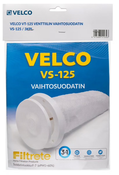 Vaihtosuodatin Velco VS-125, VSR-125, VLR-125 3kpl