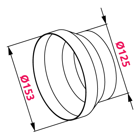 Muuntokappale KO150-125 Awenta abs-muovi