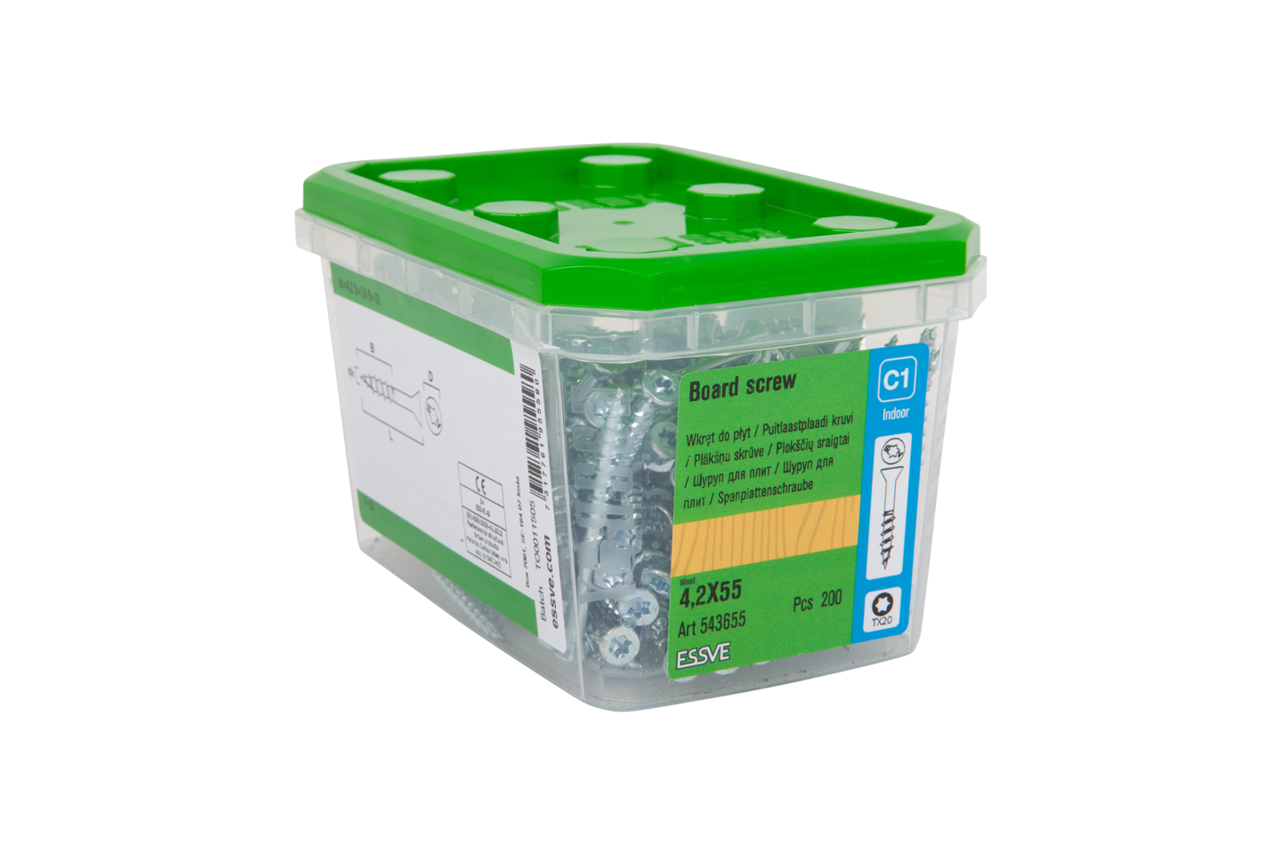 SPÅNSKIVESKRUV ESSVE FZB TX20 4,2X55, 200ST