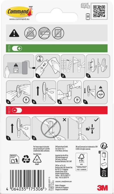 Irroitettavat kiinnityspalat Command 17021 8kpl
