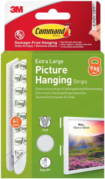 Taulunkiinnityspalat Command 17217UKN  valkoinen, erittäin suuri, 4 paria