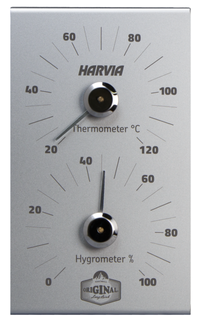 Lämpö- ja kosteusmittari Harvia x Original Long Drink harmaa