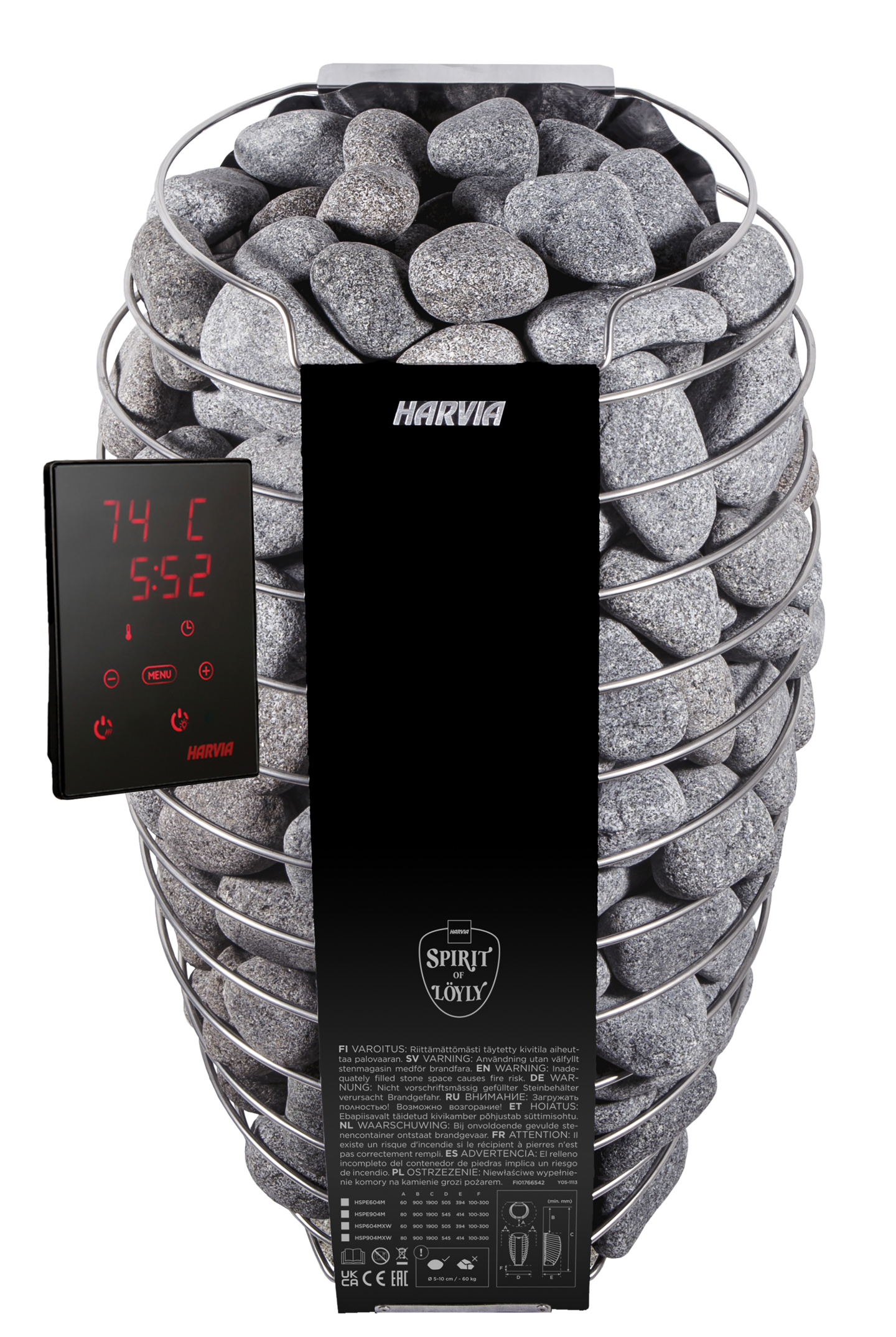 Sähkökiuas Harvia Spirit SP60XW 6,0kW musta