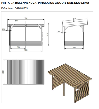 Pihakatos Goodiy Neilikka 6,8m²