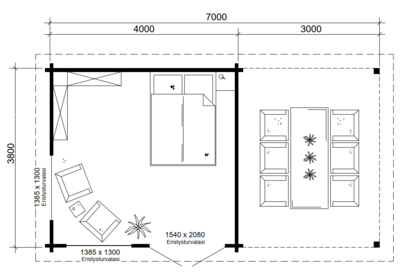 Pihatalo ja katos Vikersund 15,2m2 + 11,4m2
