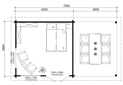 Pihatalo ja katos Vikersund 15,2m2 + 11,4m2