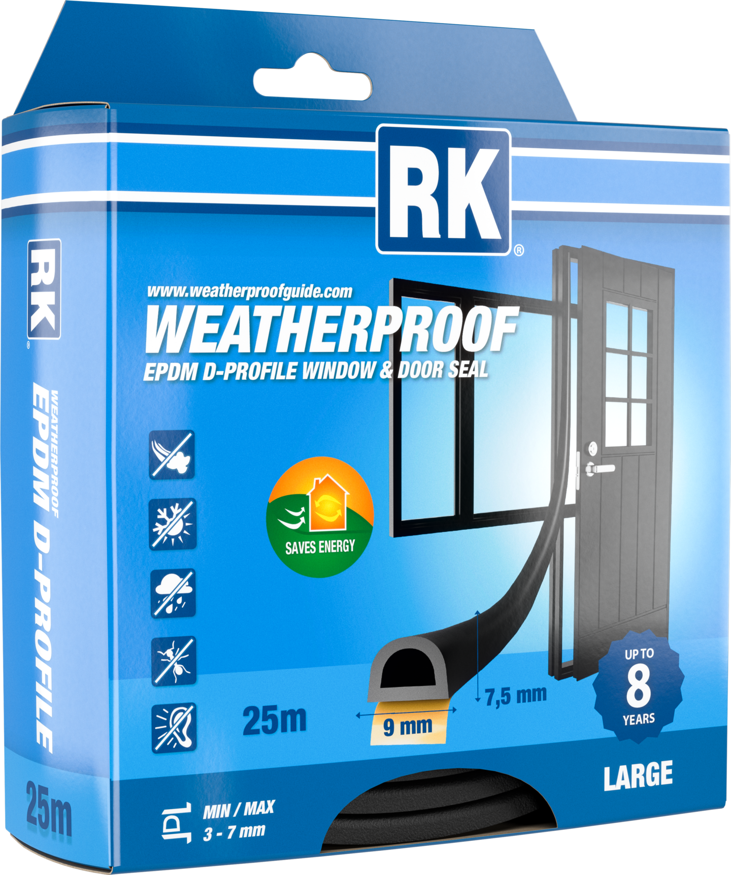 ikkuna- ja ovitiiviste RK D-profiili 25m musta