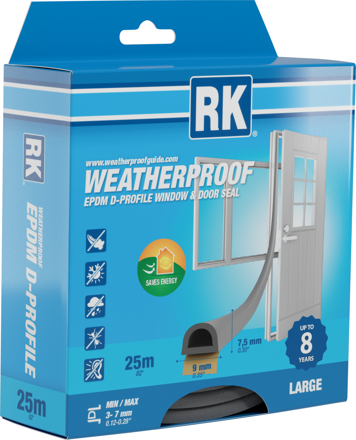 ikkuna- ja ovitiiviste RK D-profiili 25m harmaa