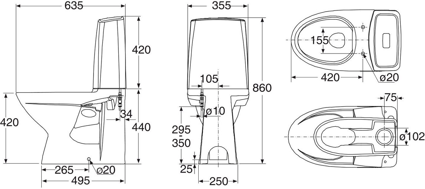 Wc-istuin IDO Glow 60 2-t ilman kantta 3826001101