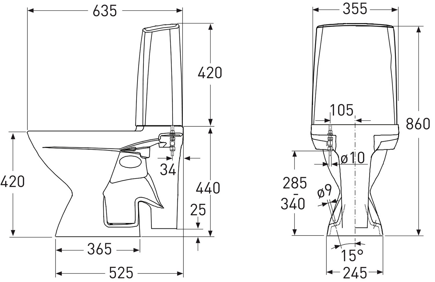 Wc-istuin IDO Glow 63 peruskorjaus 1-t ilman kantta 3526301101