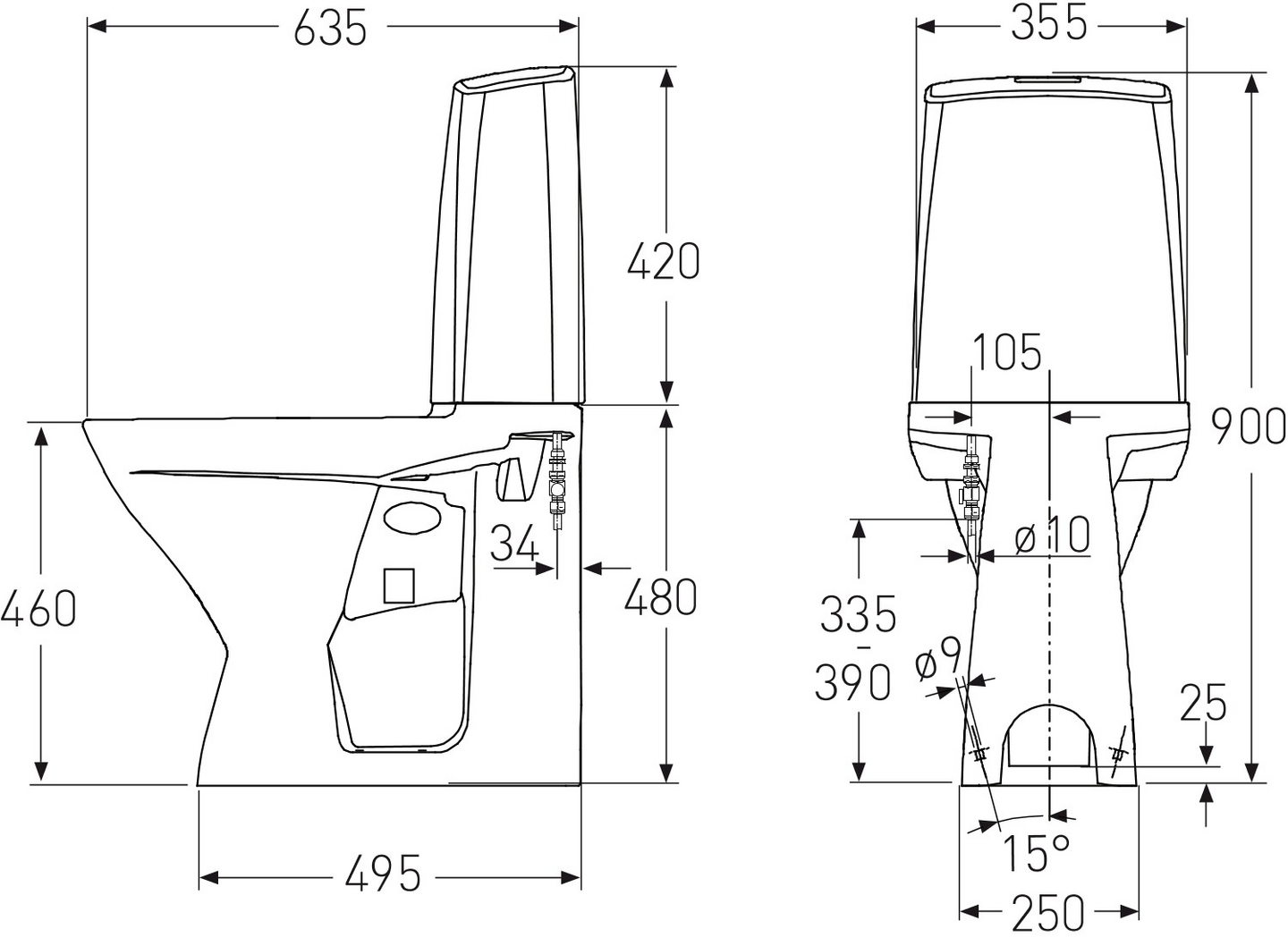 Wc-istuin IDO Glow 3826201101 korkea ilman kantta