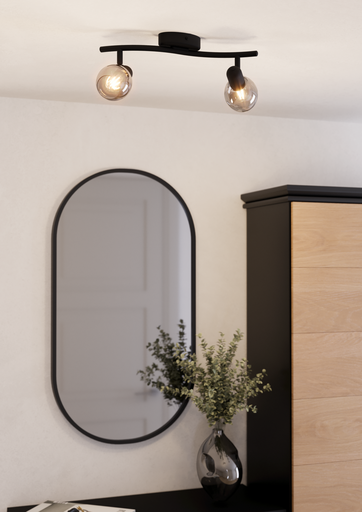 Kattovalaisin EGLO Pollica 2xE14 musta/kirkas