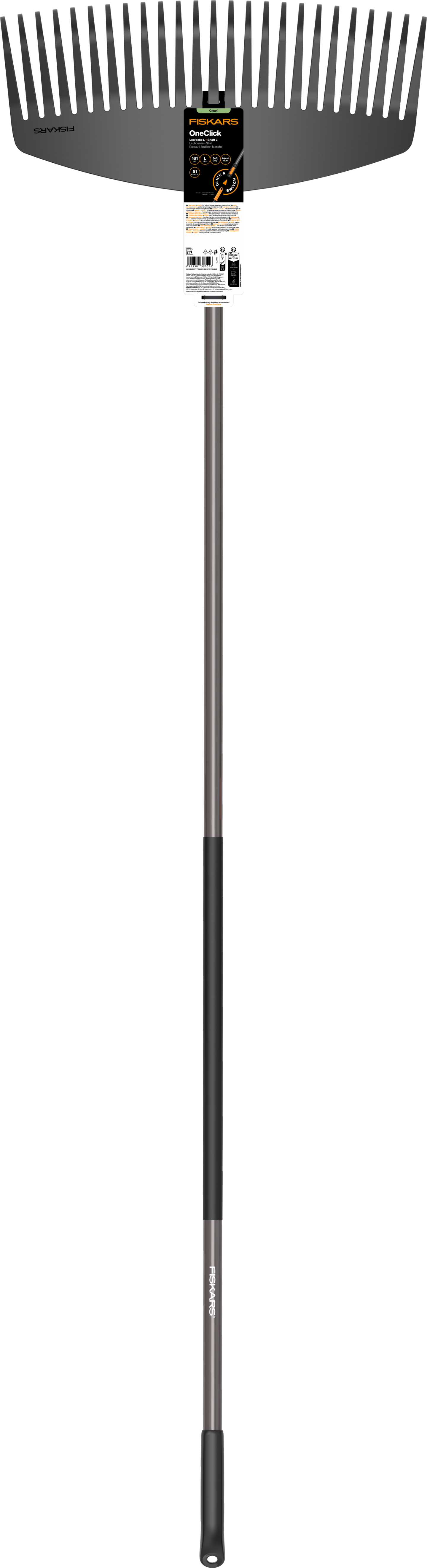 Lehtiharava L + varsi L Fiskars OneClick