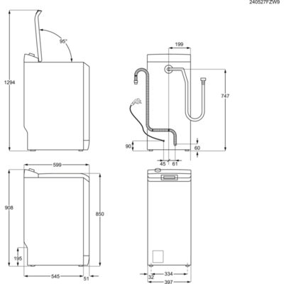 Pyykinpesukone Electrolux EW6T462O4O päältä täytettävä