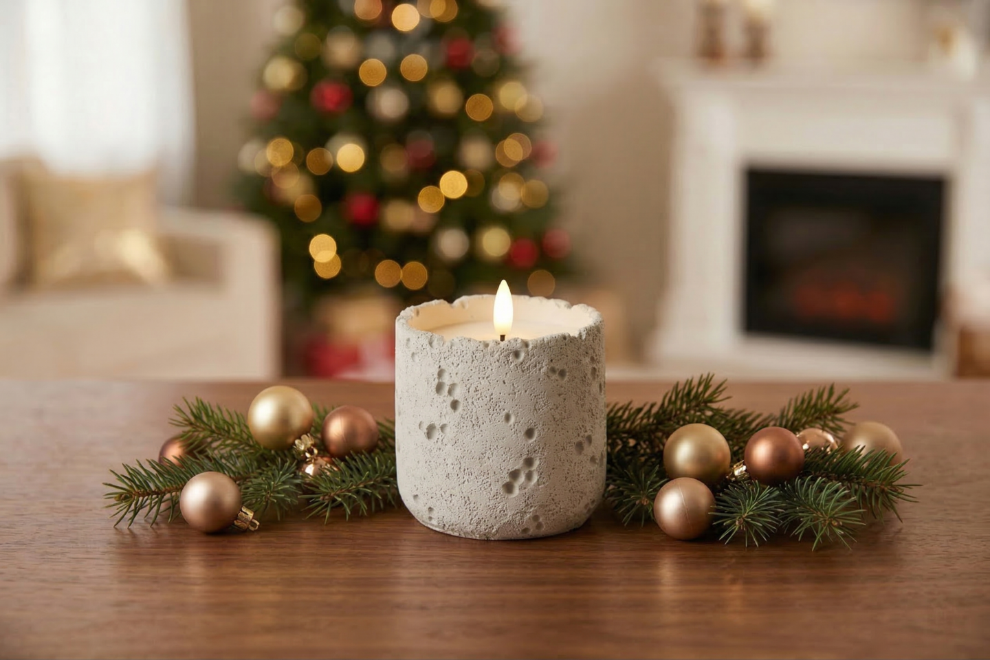 LED-kynttilä Cello Cement 8cm valkoinen IP20