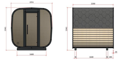 Kuubisauna Tommy 2300x2300x2400mm  valmiiksi koottu