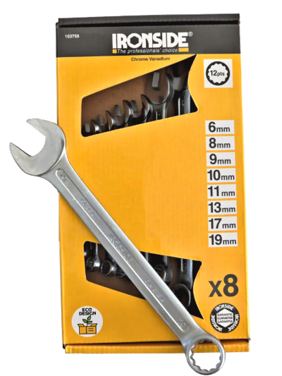 Kiintolenkkiavainsarja Ironside 8-osainen 6-19mm