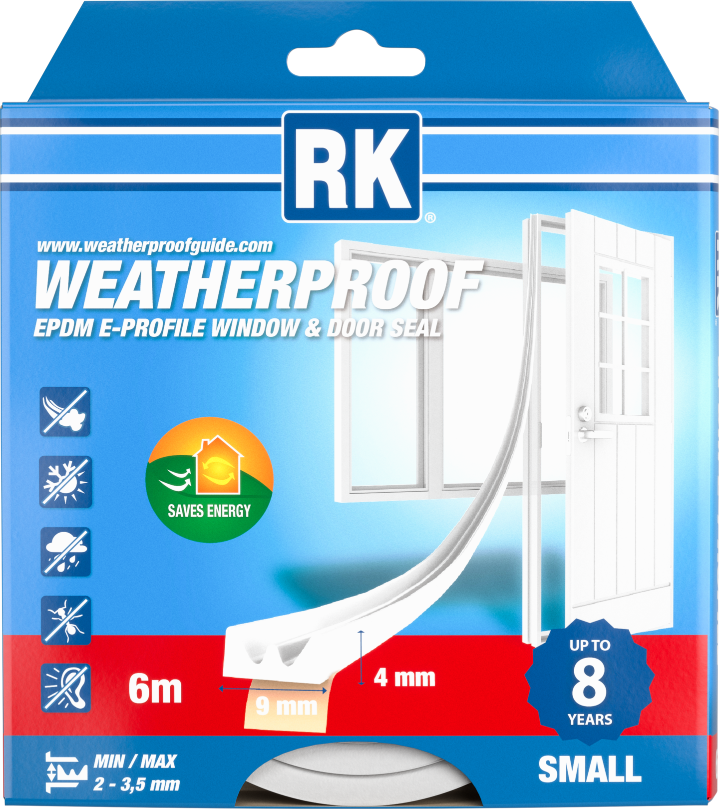 Ikkuna- ja ovitiiviste RK E-profiili valkoinen 6m