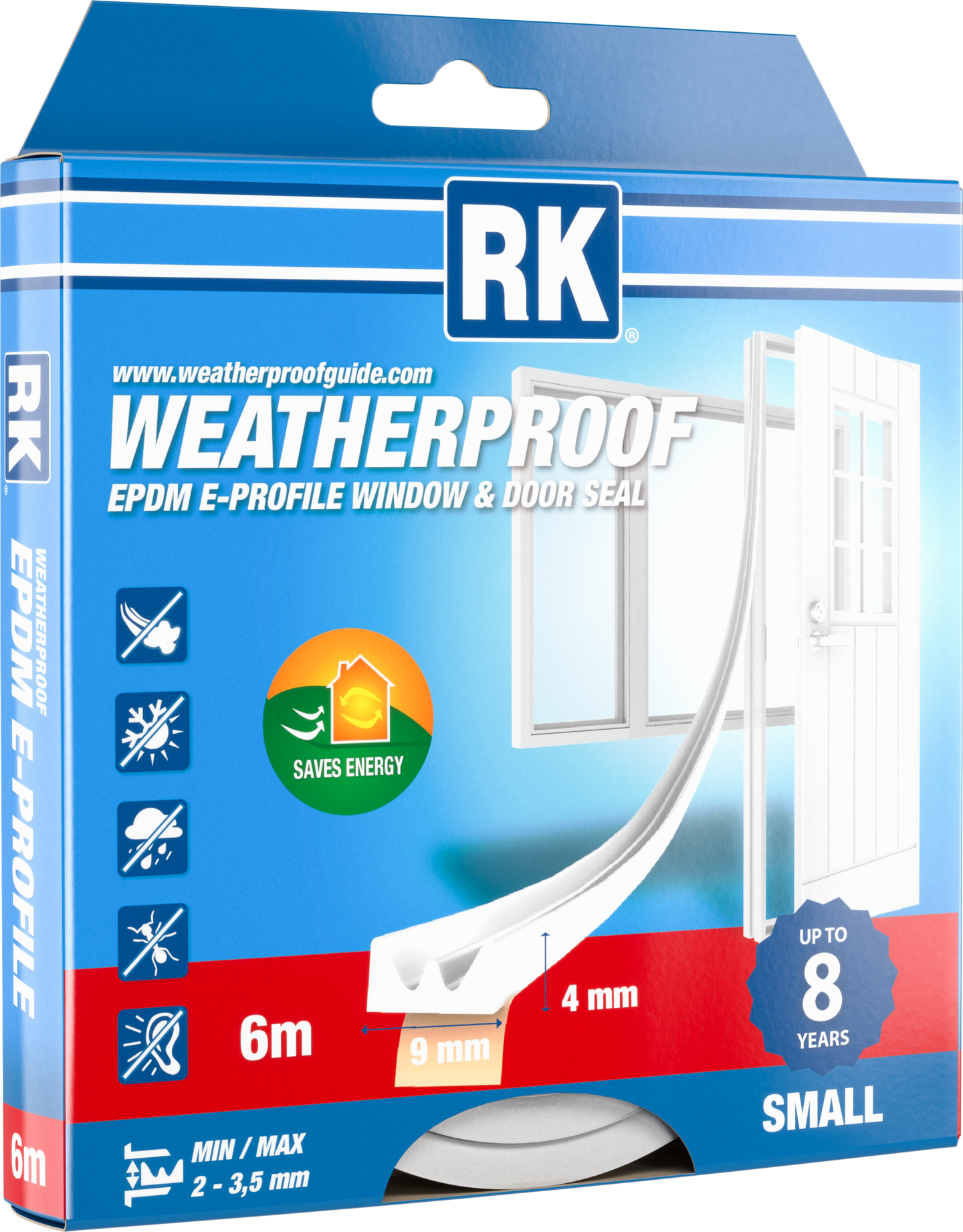 Ikkuna- ja ovitiiviste RK E-profiili valkoinen 6m