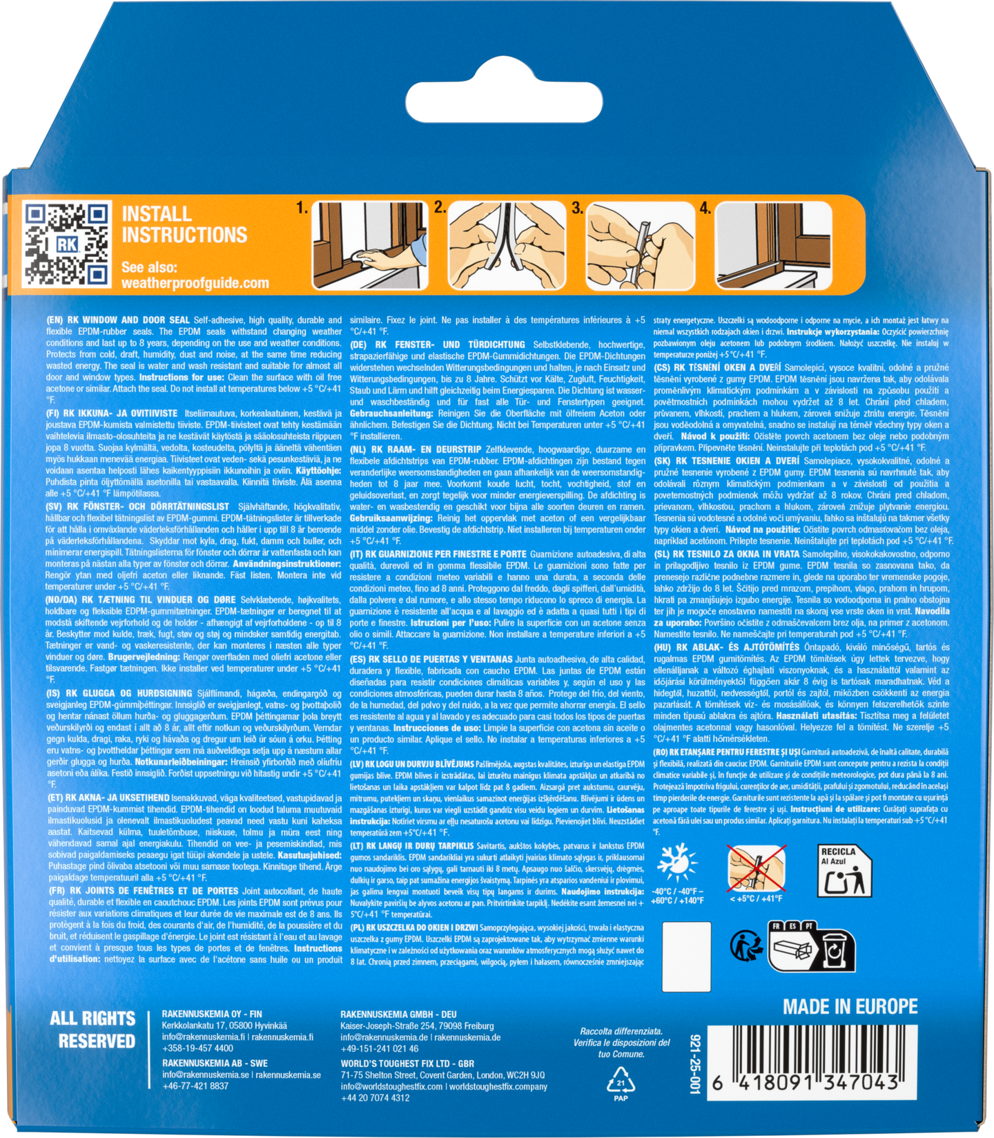 Ikkuna- ja ovitiiviste RK P-profiili valkoinen 25m