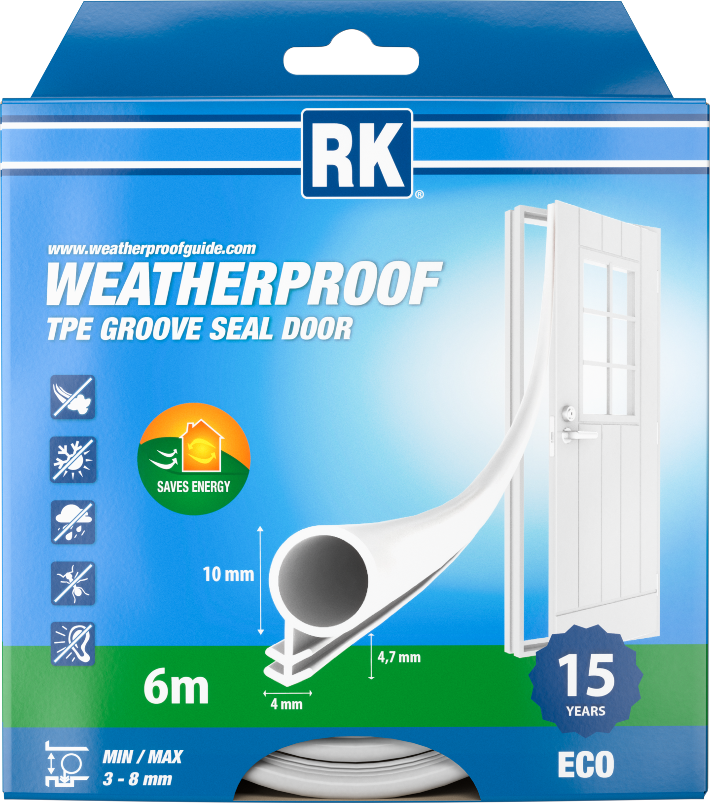 Uratiiviste RK ovi valkoinen 10mmx6m