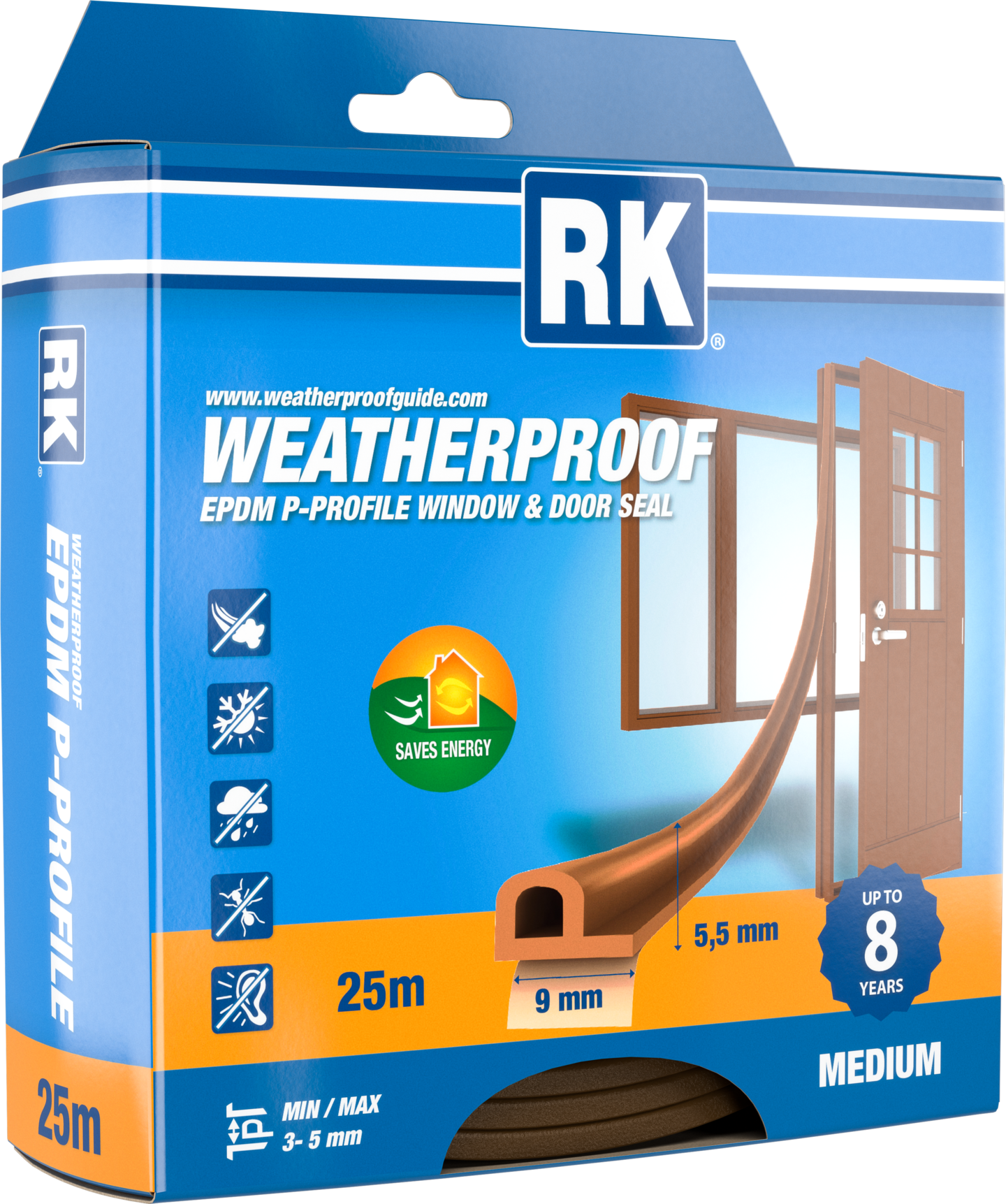 Ikkuna- ja ovitiiviste RK P-profiili ruskea 25m