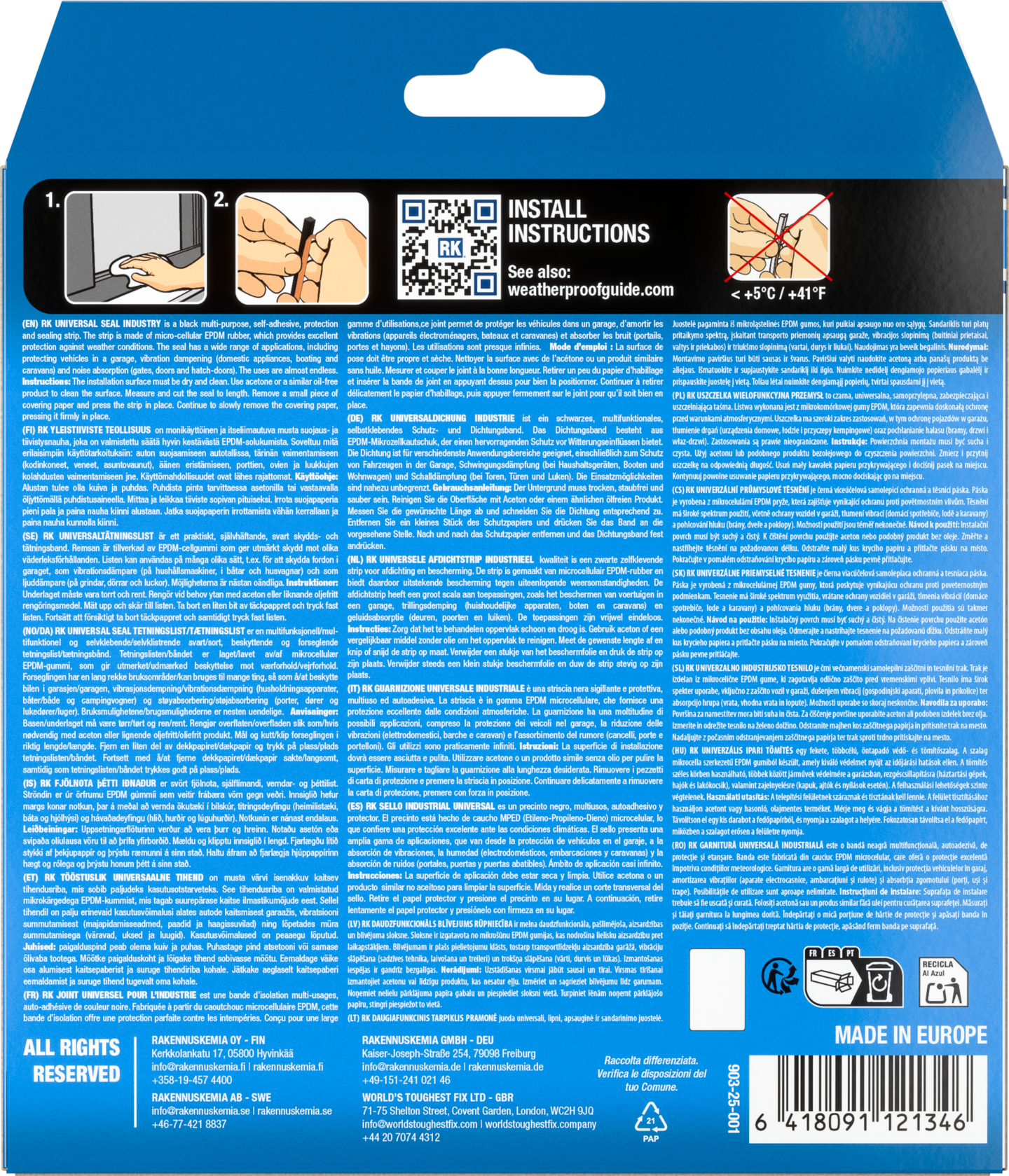 Yleistiiviste RK Teollisuus musta 8x15mmx2m