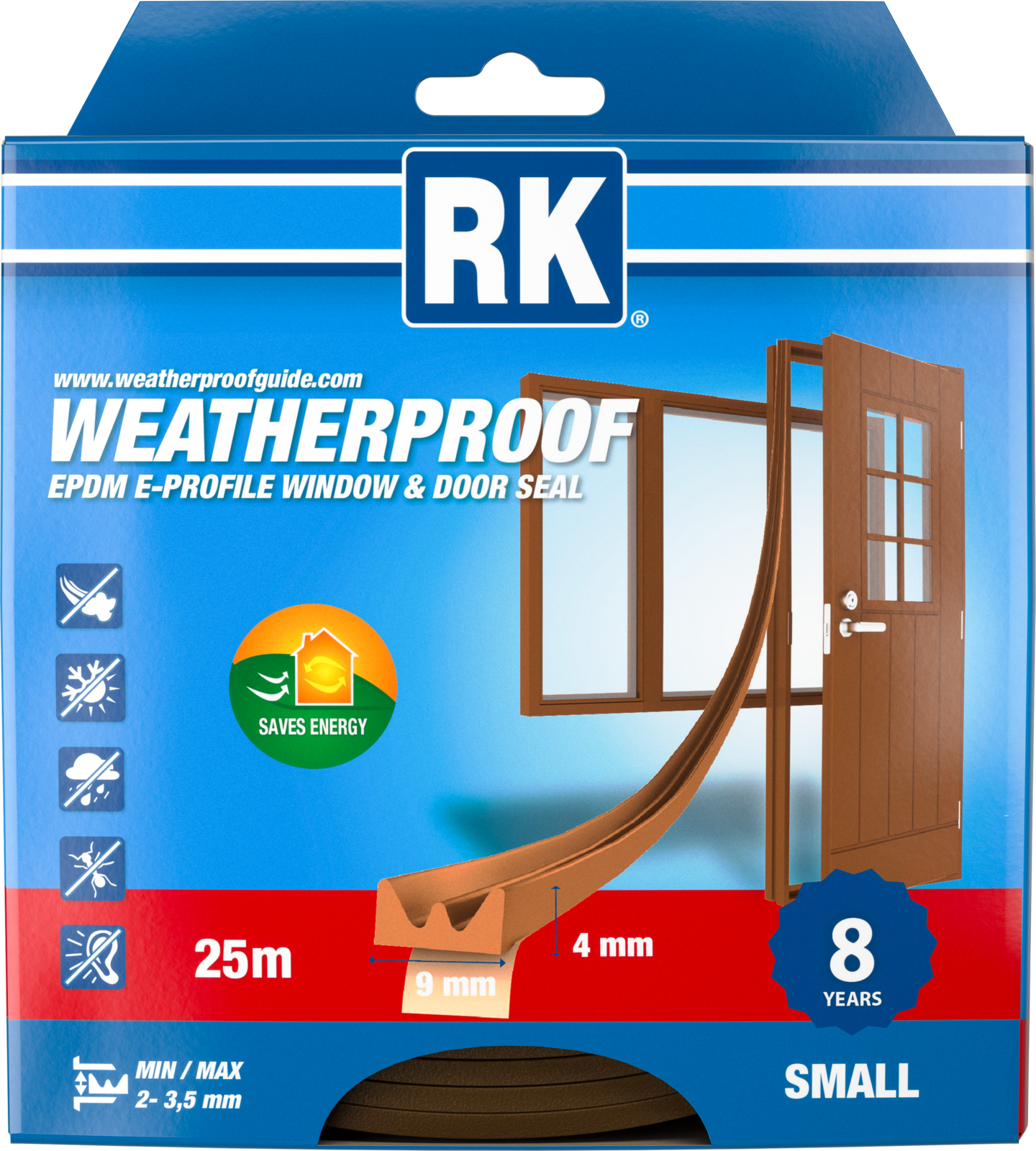 Ikkuna- ja ovitiiviste RK E-profiili ruskea 25m