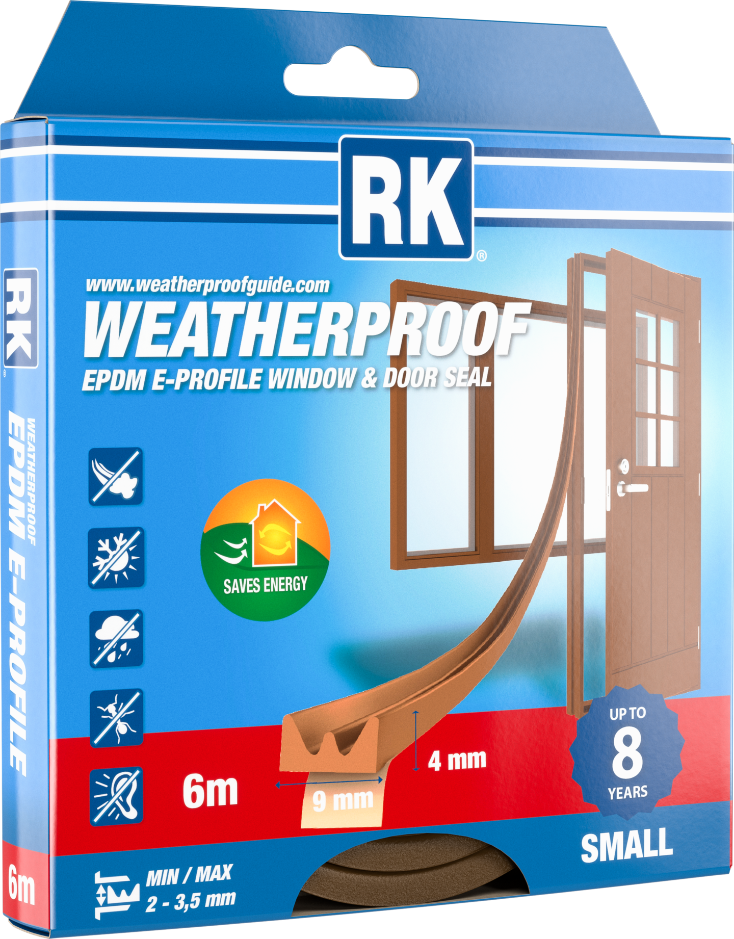 Ikkuna- ja ovitiiviste RK E-profiili ruskea 6m