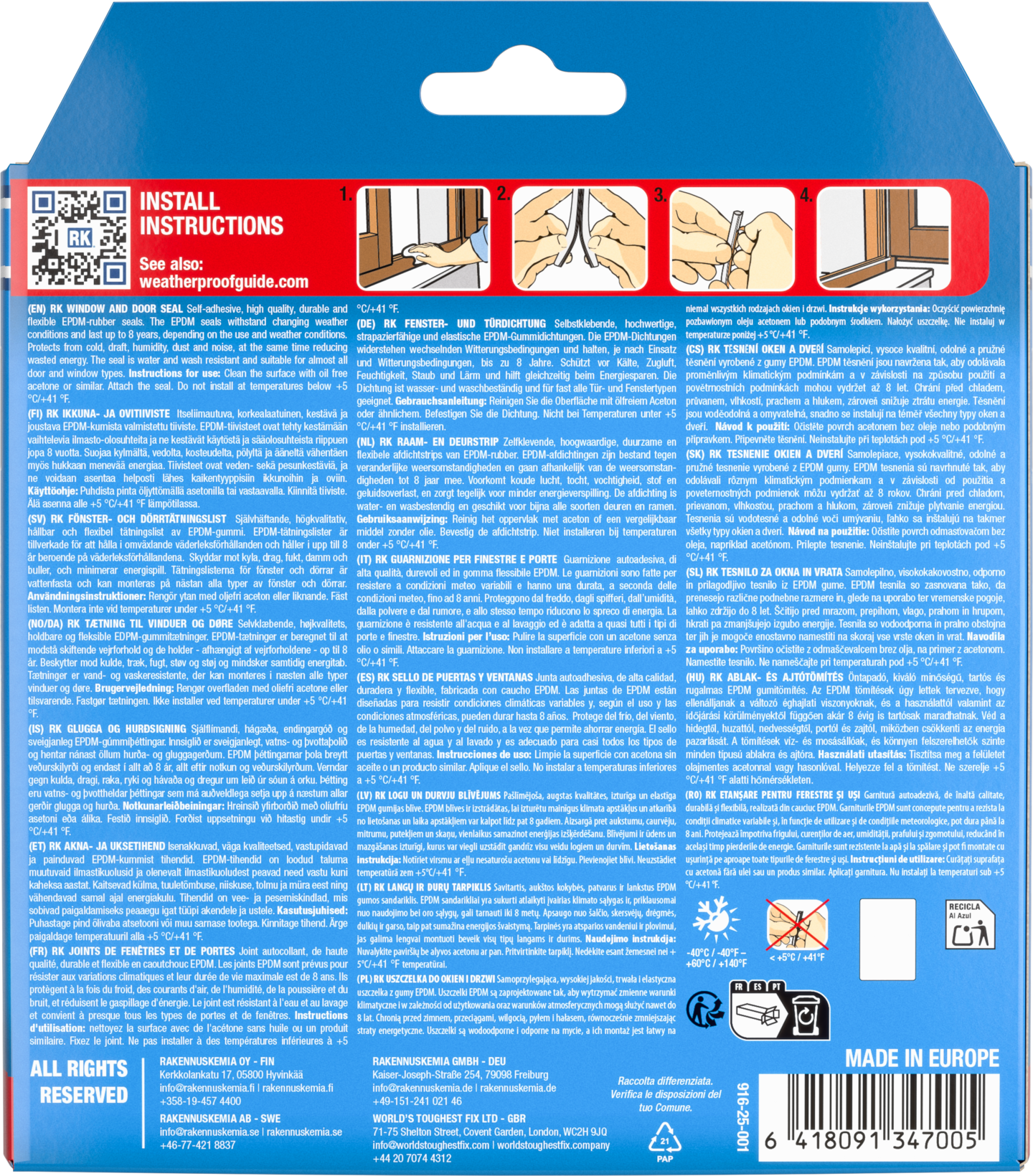 Ikkuna- ja ovitiiviste RK E-profiili valkoinen 6m