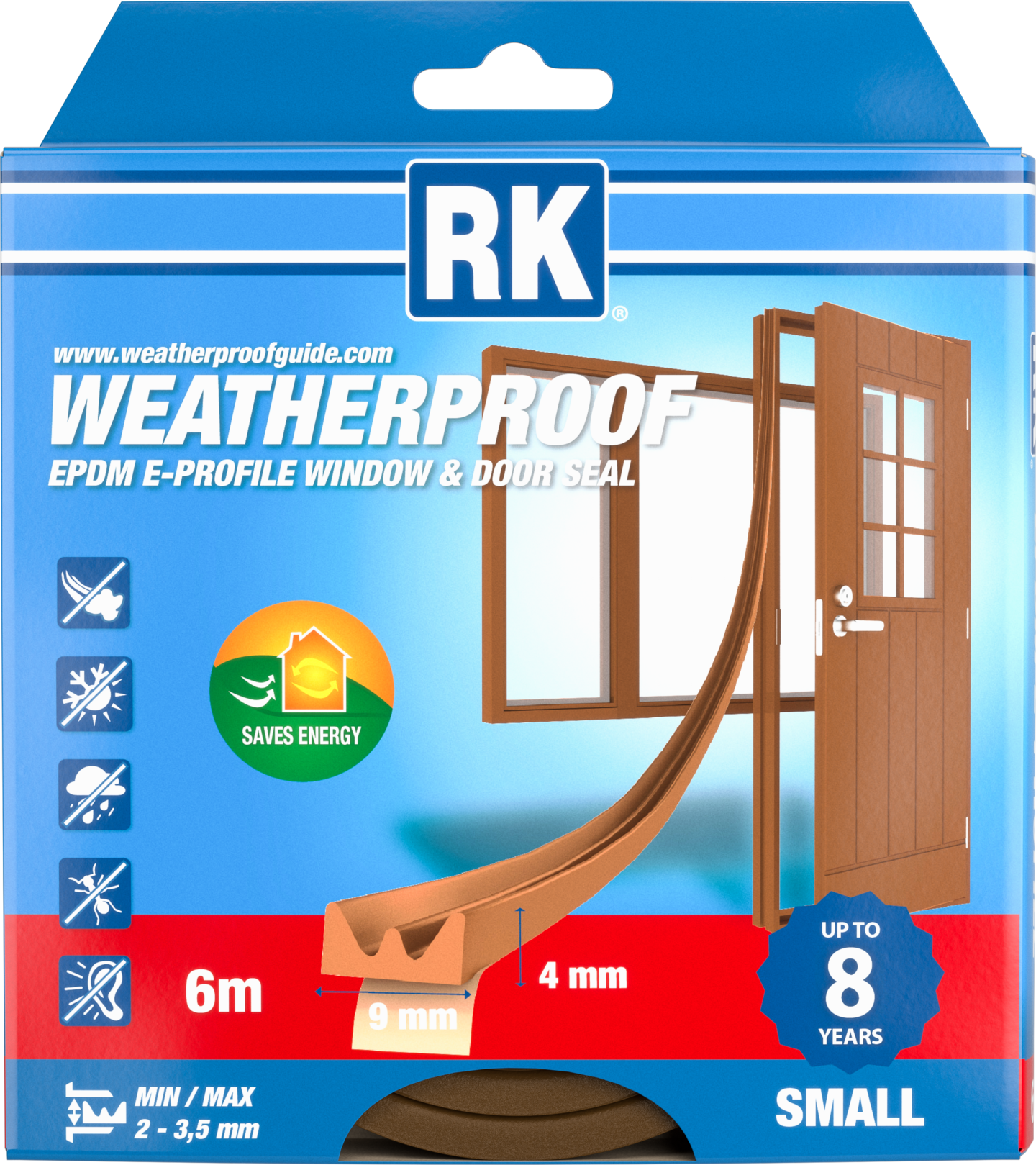 Ikkuna- ja ovitiiviste RK E-profiili ruskea 6m