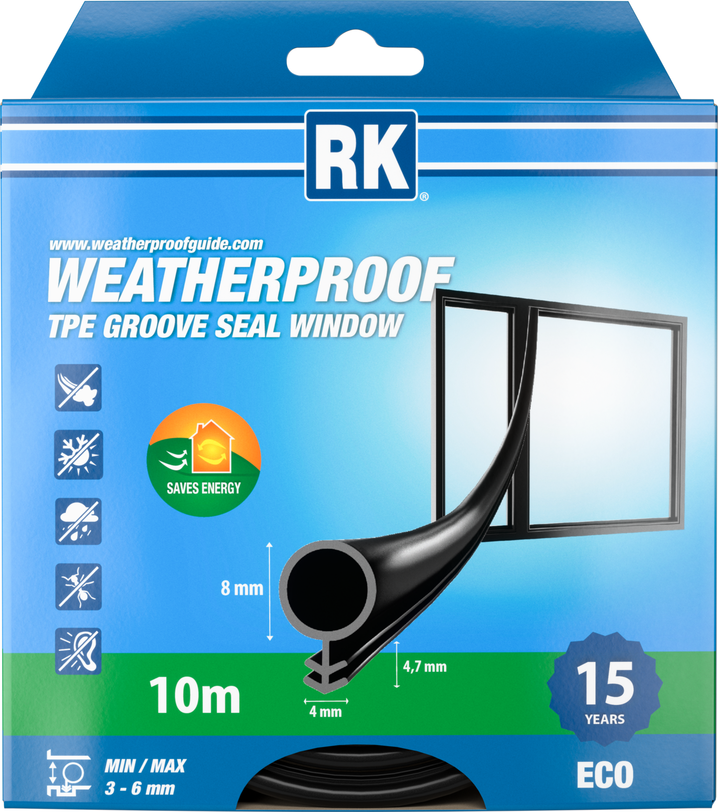 Uratiiviste RK ikkuna 8mm 10m musta