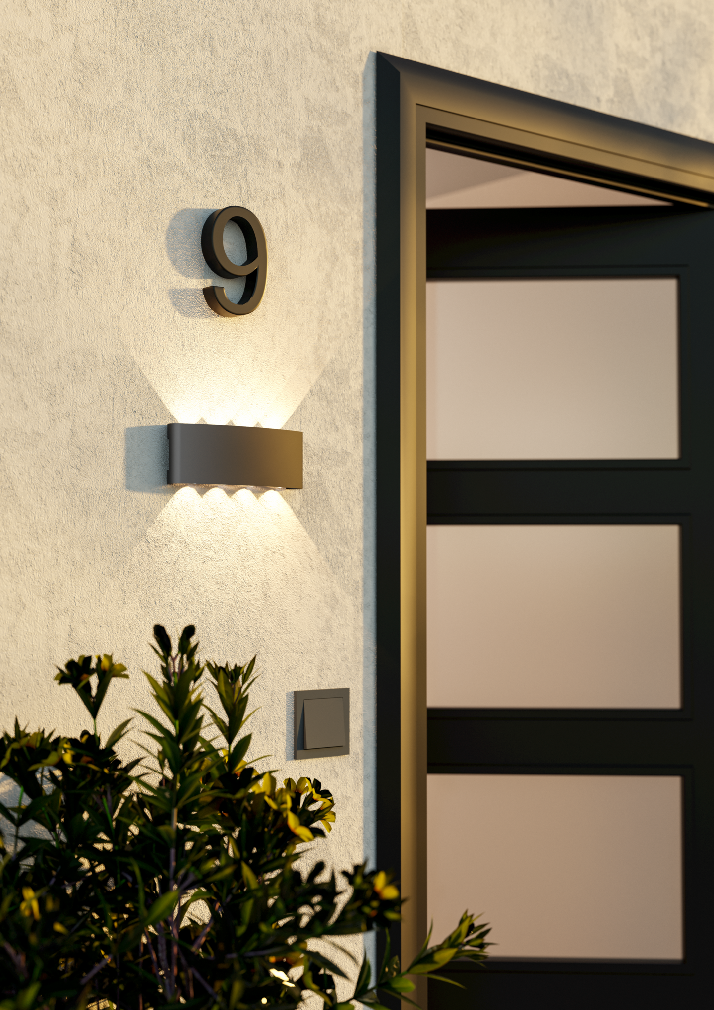 Ulkoseinävalaisin EGLO Cosolenzo-E 8x8W Led 3000K 8x800lm IP44 musta