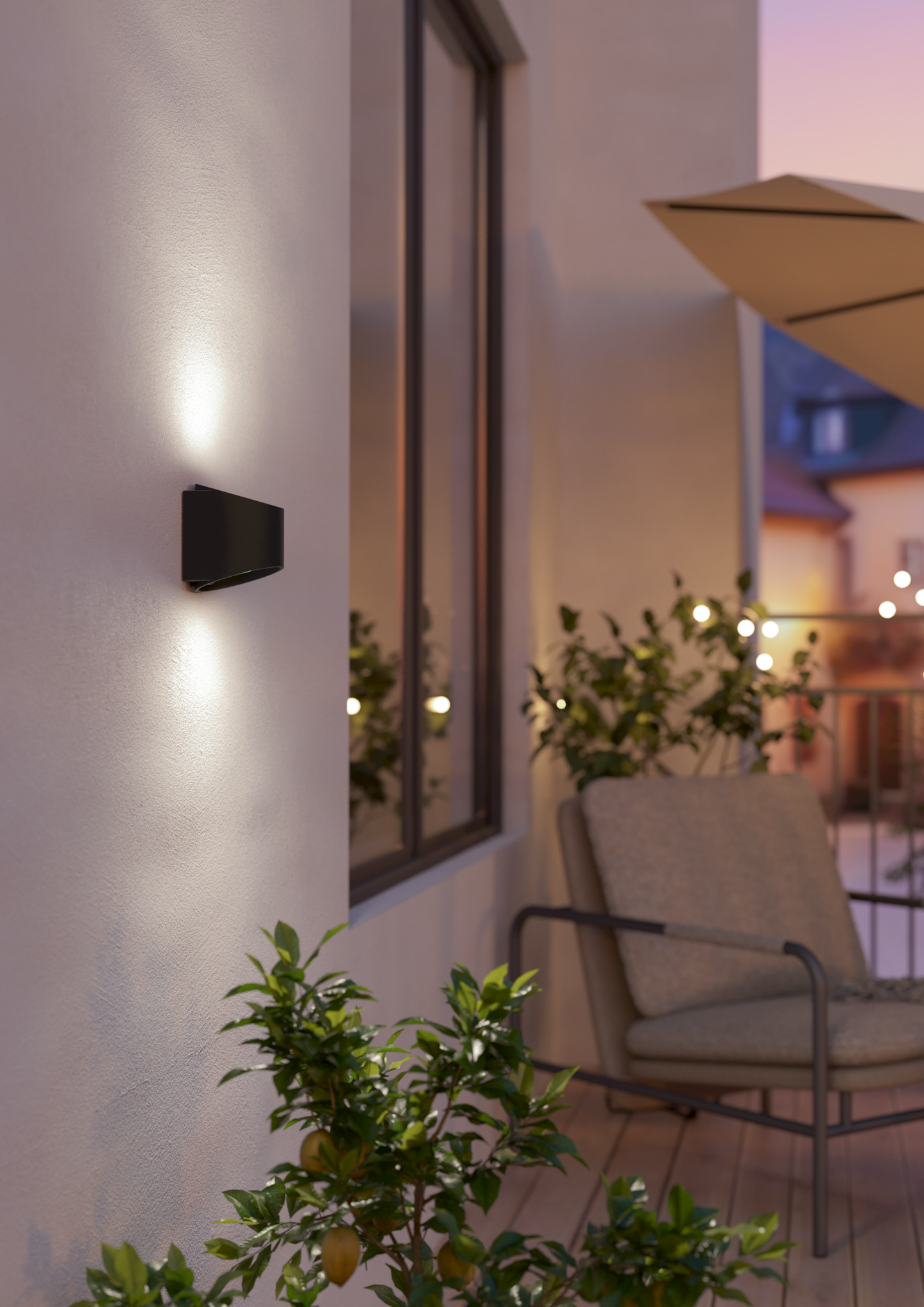 Ulkoseinävalaisin EGLO Tressanti oval usb-lataus 2,9W Led 3000K 280lm IP44 musta
