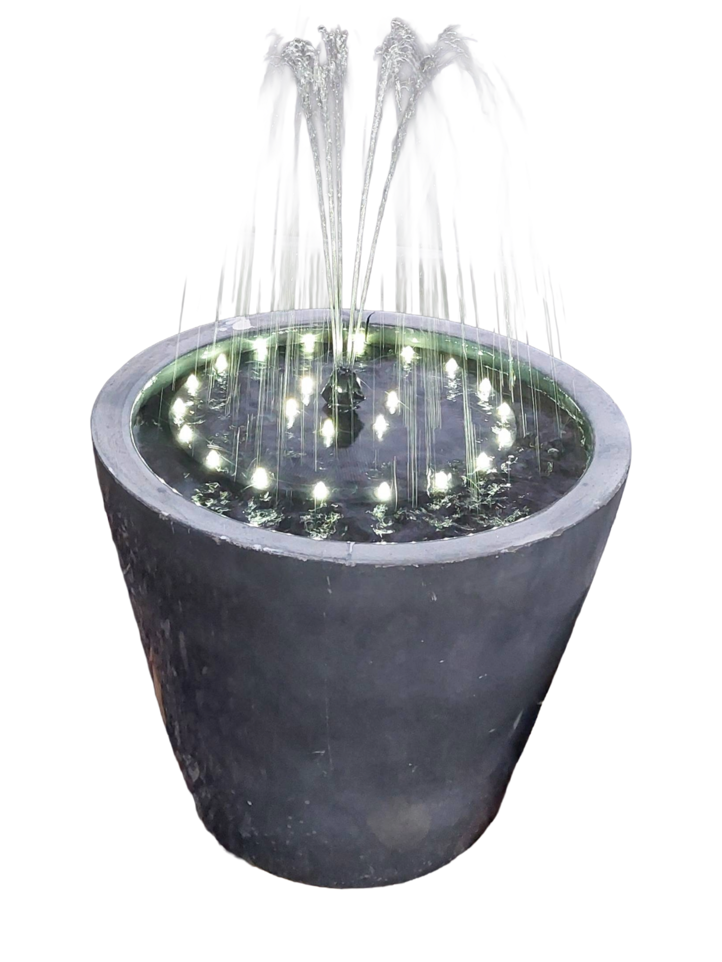 Suihkulähde Cello Lampi led valoilla, aurinkopaneelilla ja akulla