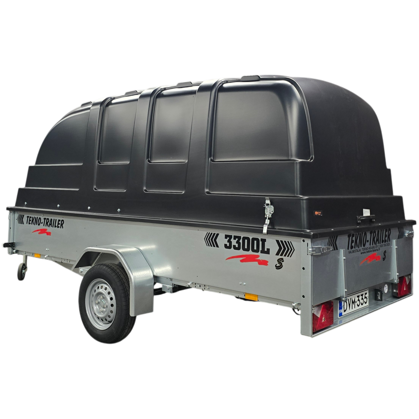 Peräkärry Tekno-Trailer 3300L-S 1,05m musta kuomu