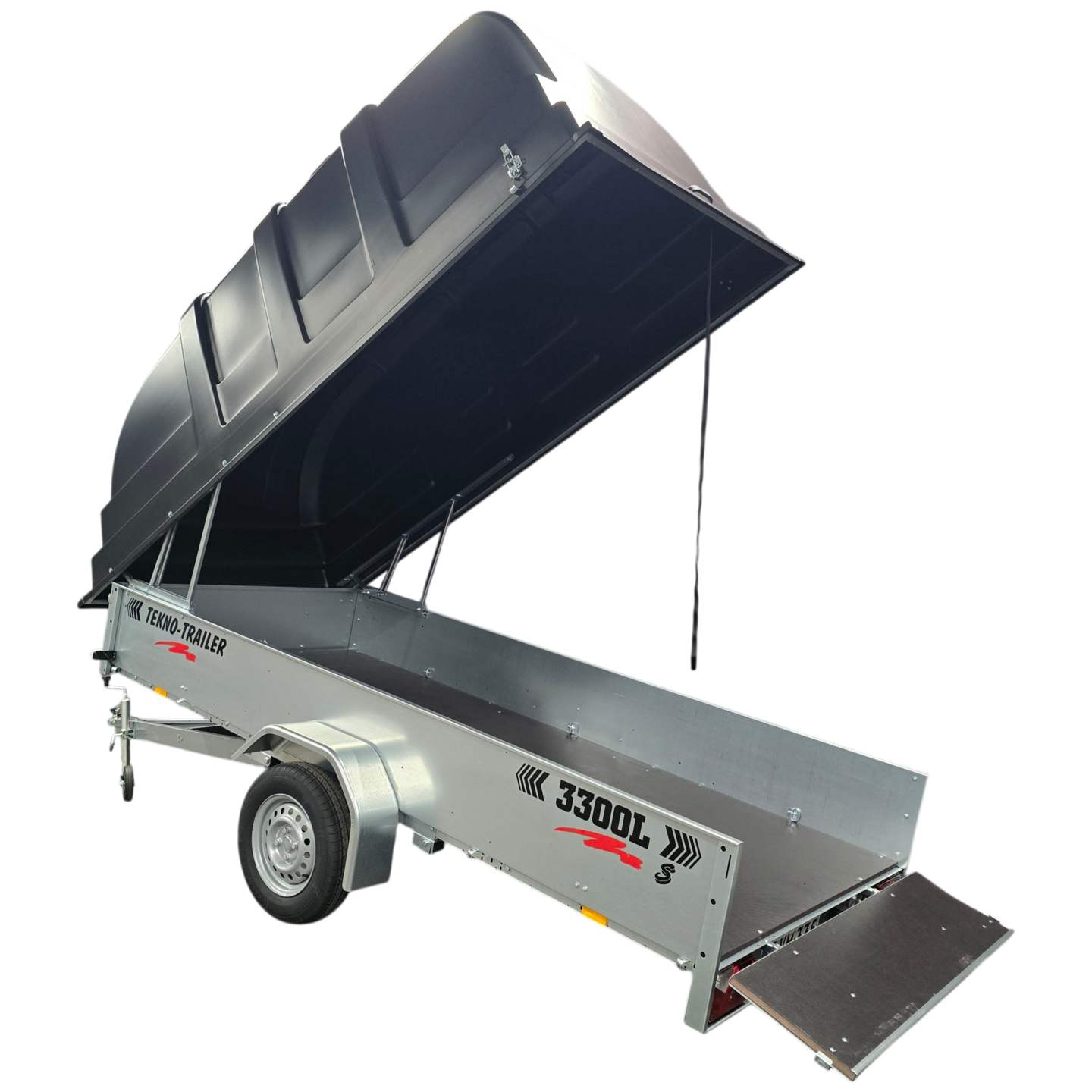 Peräkärry Tekno-Trailer 3300L-S 1,05m musta kuomu